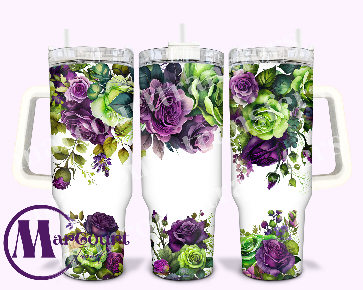 PURPLE AND GREEN FLORAL-40 0Z-UV DTF CUP WRAP
