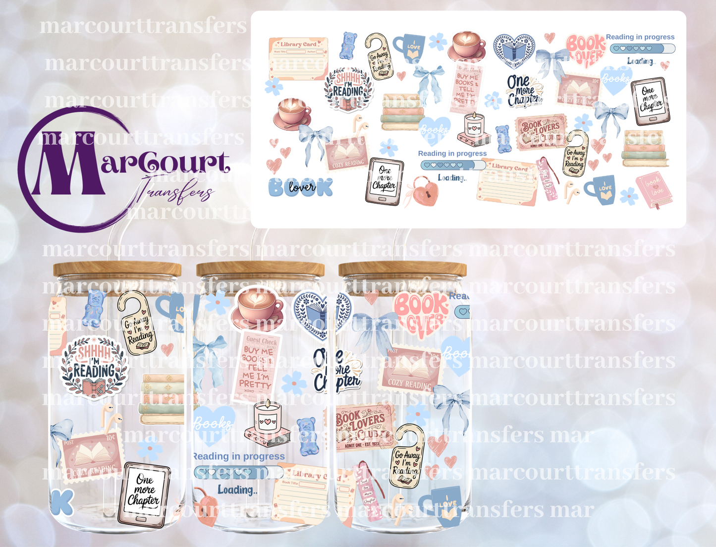 READING IN PROGRESS-16 0Z-UV DTF CUP WRAP