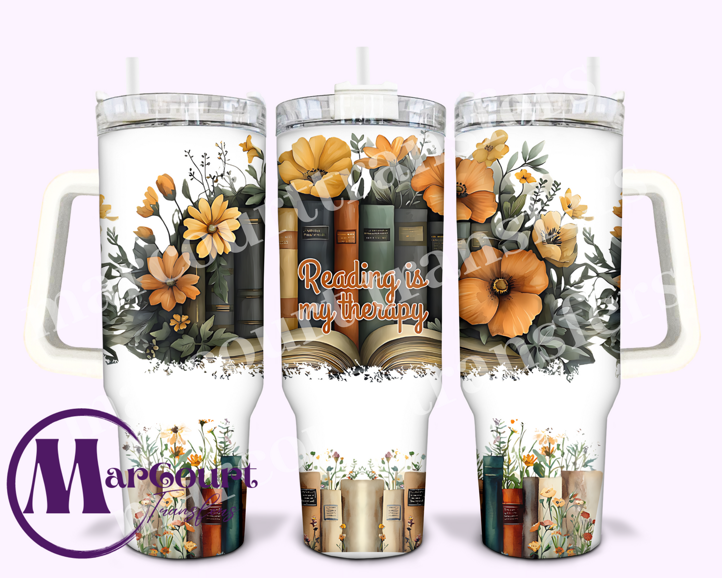 READING IS MY THERAPY 1-40 0Z-SUBLIMATION TUMBLER TRANSFER