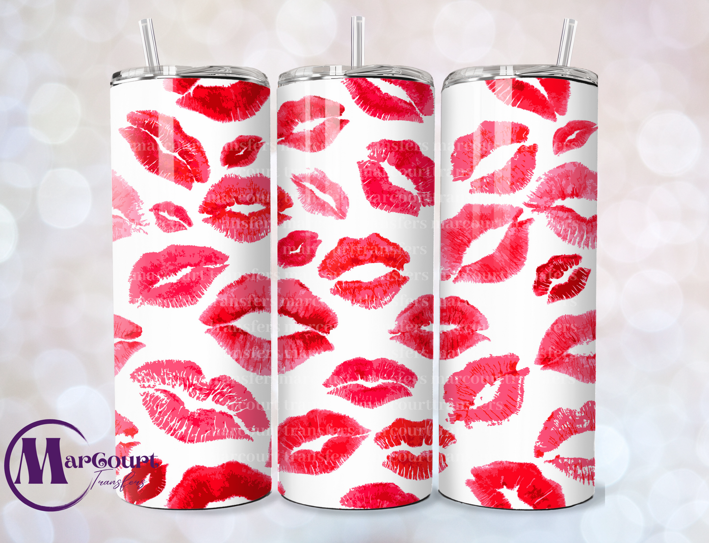 RED KISSES-SKINNY TUMBLER TRANSFER