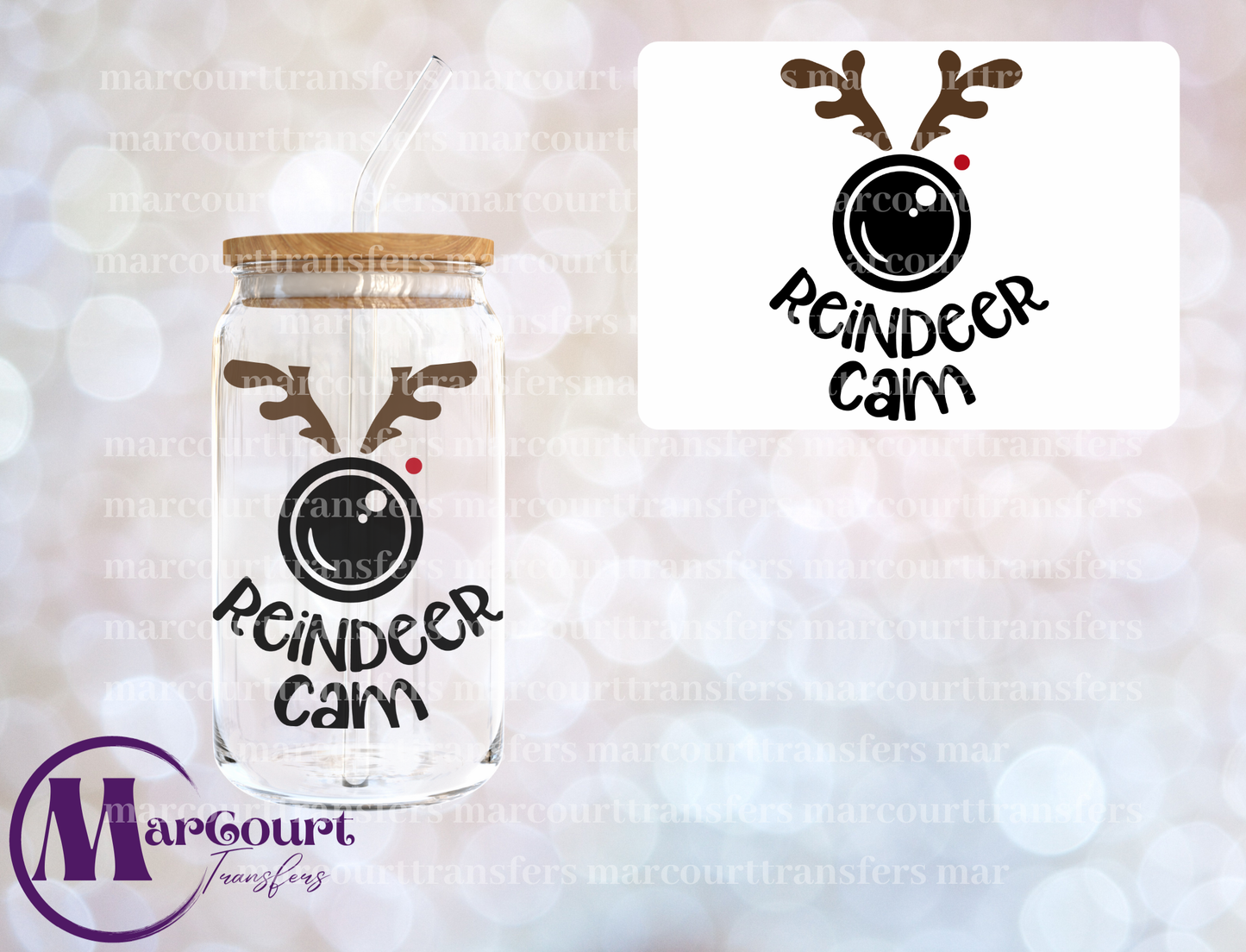 REINDEER CAM ANTLERS-DECAL-UV DTF CUP WRAP