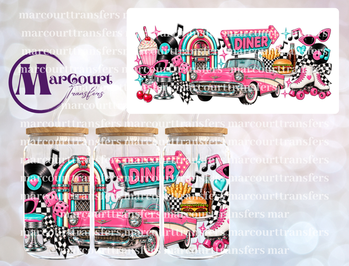 RETRO DINER-16 0Z-UV DTF CUP WRAP