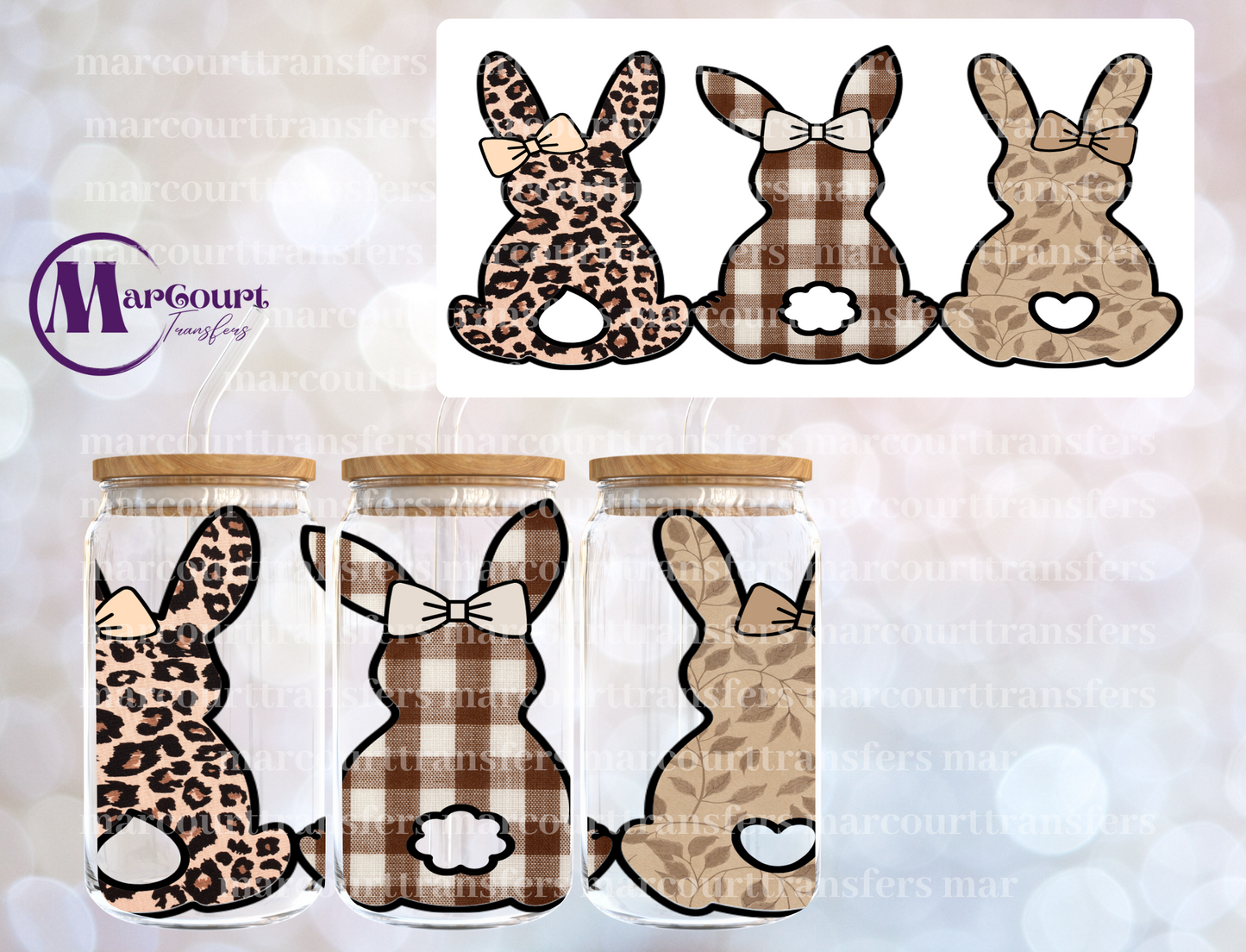 RETRO PEEPS WITH BOWS-16 0Z-UV DTF CUP WRAP