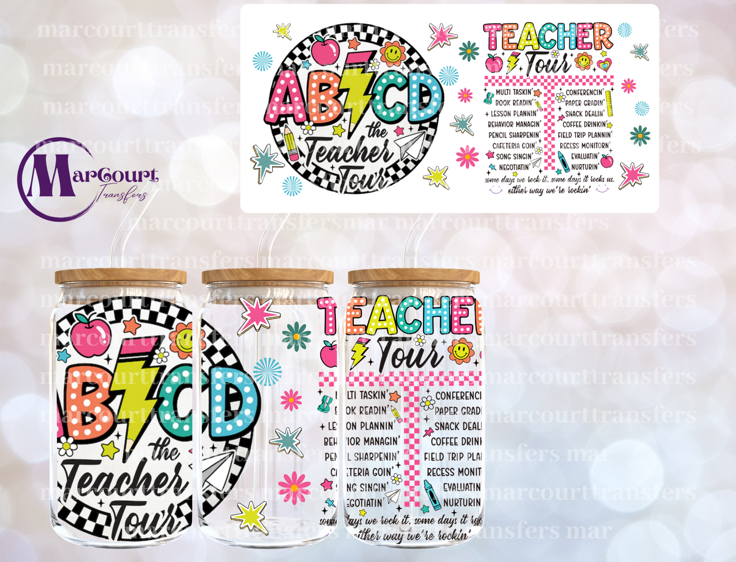 RETRO TEACHER TOUR-16 0Z-UV DTF CUP WRAP