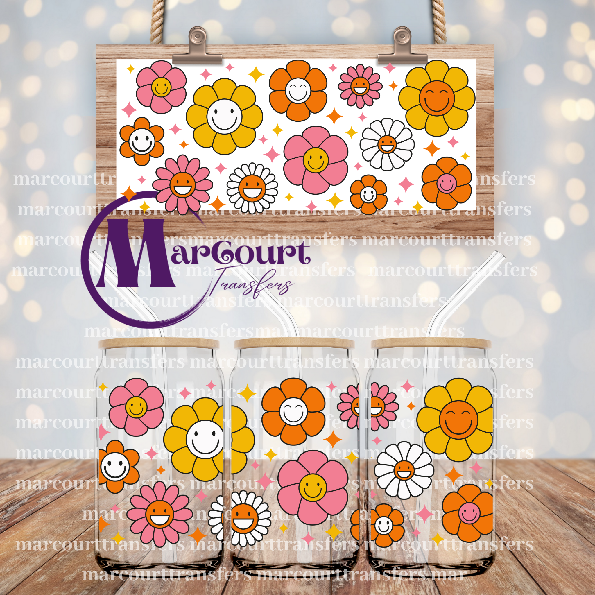 LUX SMILEY LV INSPIRED- DECAL-UV DTF CUP WRAP – MarCourt Transfers