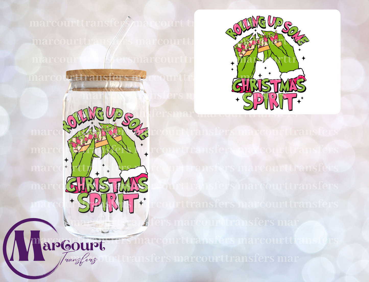 ROLLING UP SOME CHRISTMAS SPIRIT PINK GRINCHES-DECAL-UV DTF CUP WRAP