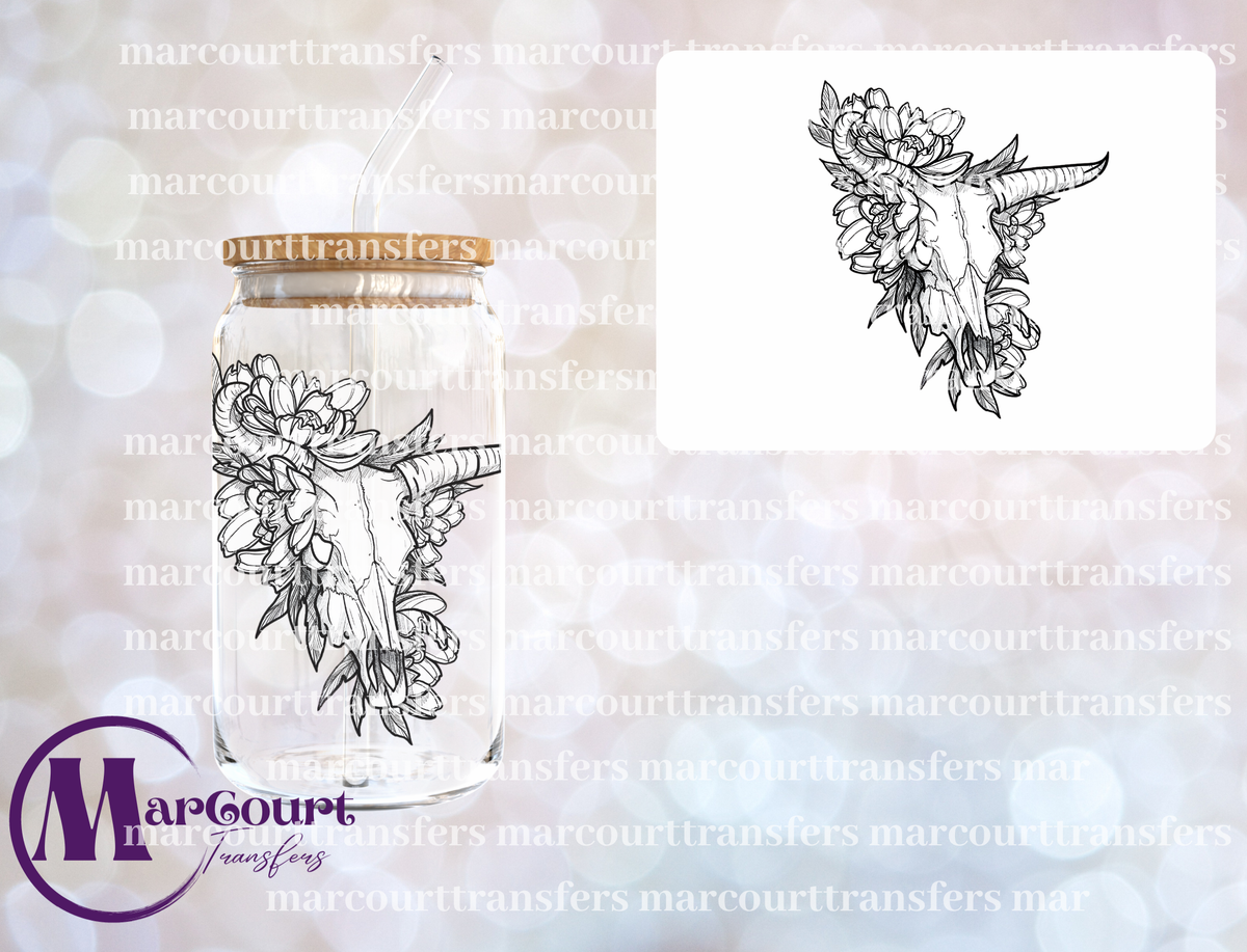 SKULLS WITH FLOWERS DESIGN-DECAL-UV DTF CUP WRAP