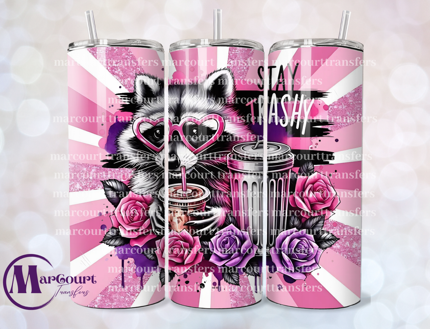 STAY TRASHY PINK 20-SKINNY TUMBLER TRANSFER