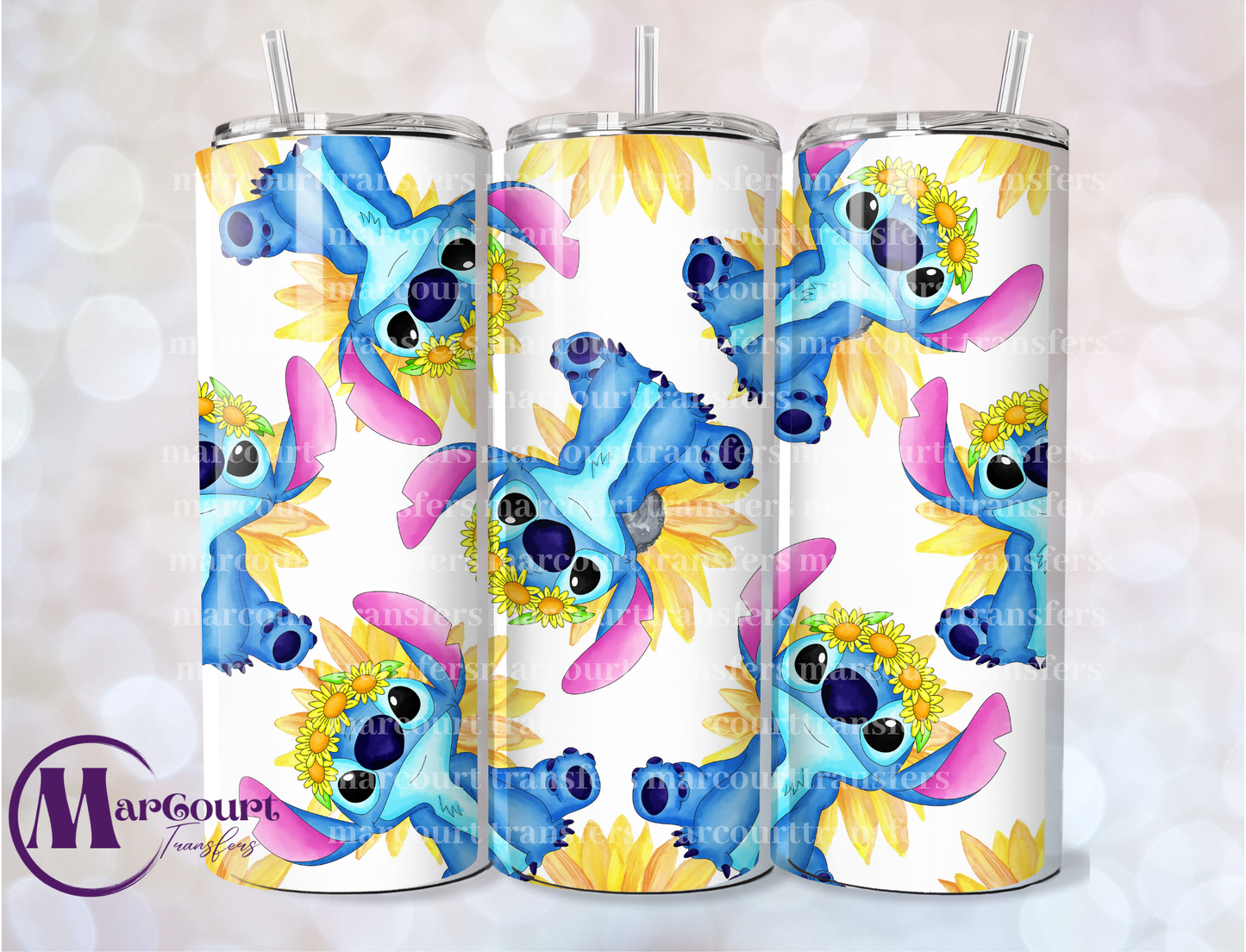 SUNFLOWER STITCH-SKINNY TUMBLER TRANSFER (SUBLIMATION)