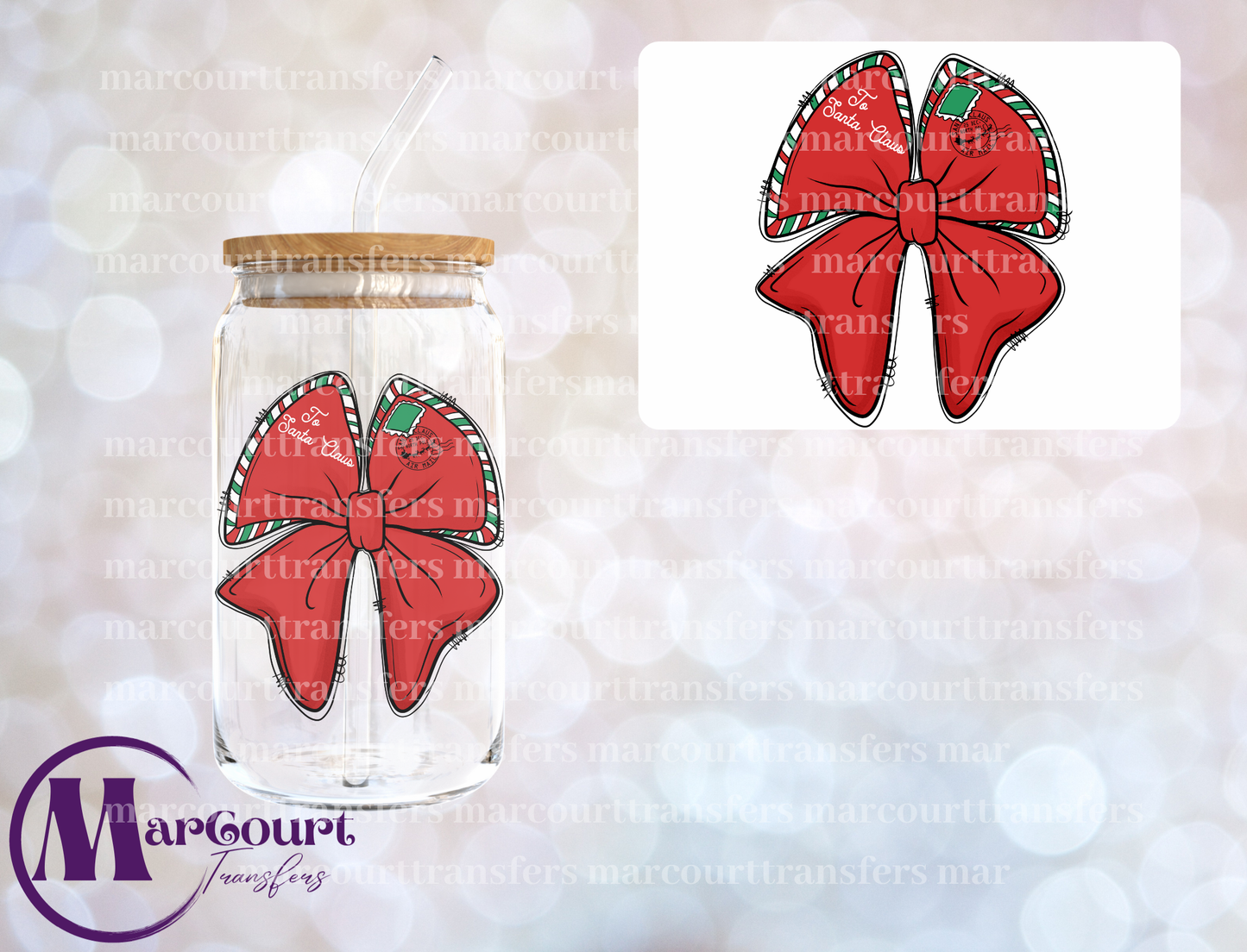 SANTA LETTER BOW-DECAL-UV DTF CUP WRAP