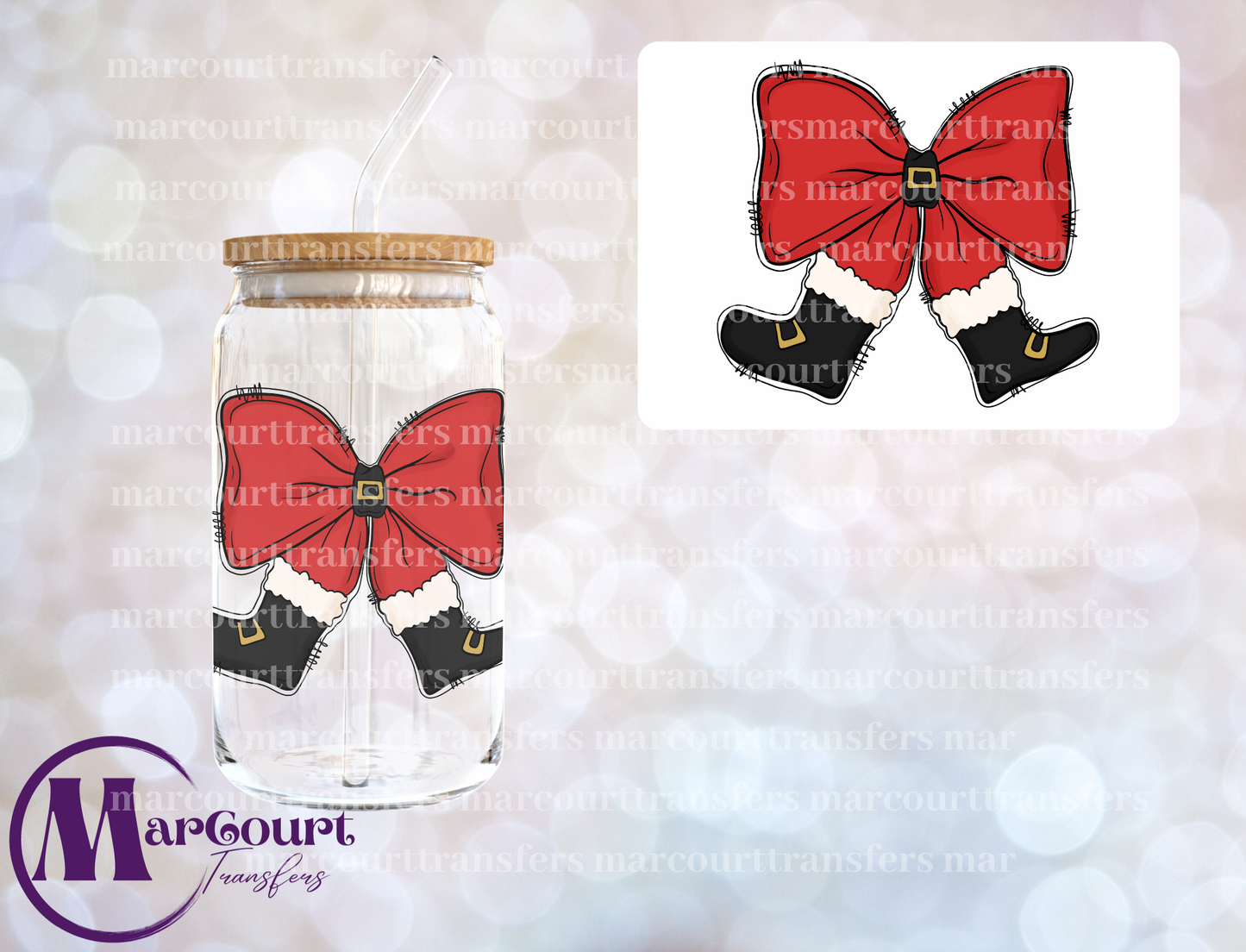 SANTA SUIT BOW-DECAL-UV DTF CUP WRAP