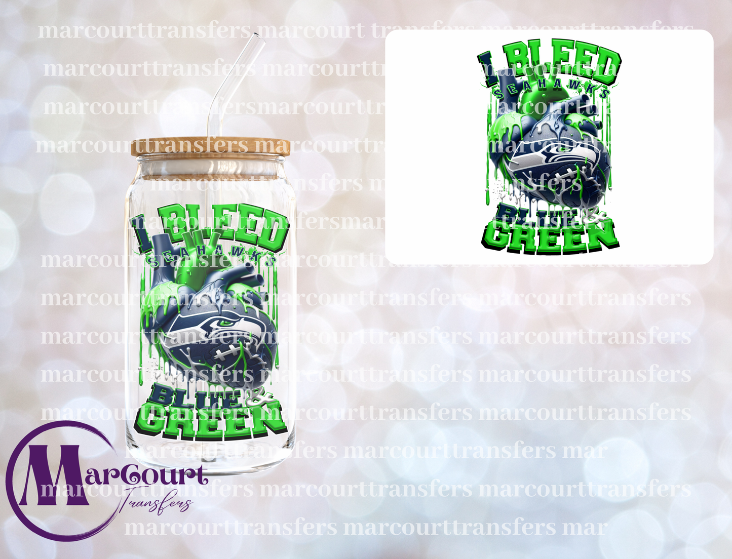 SEAHAWKS I BLEED BLUE AND GREEN-DECAL-UV DTF CUP WRAP