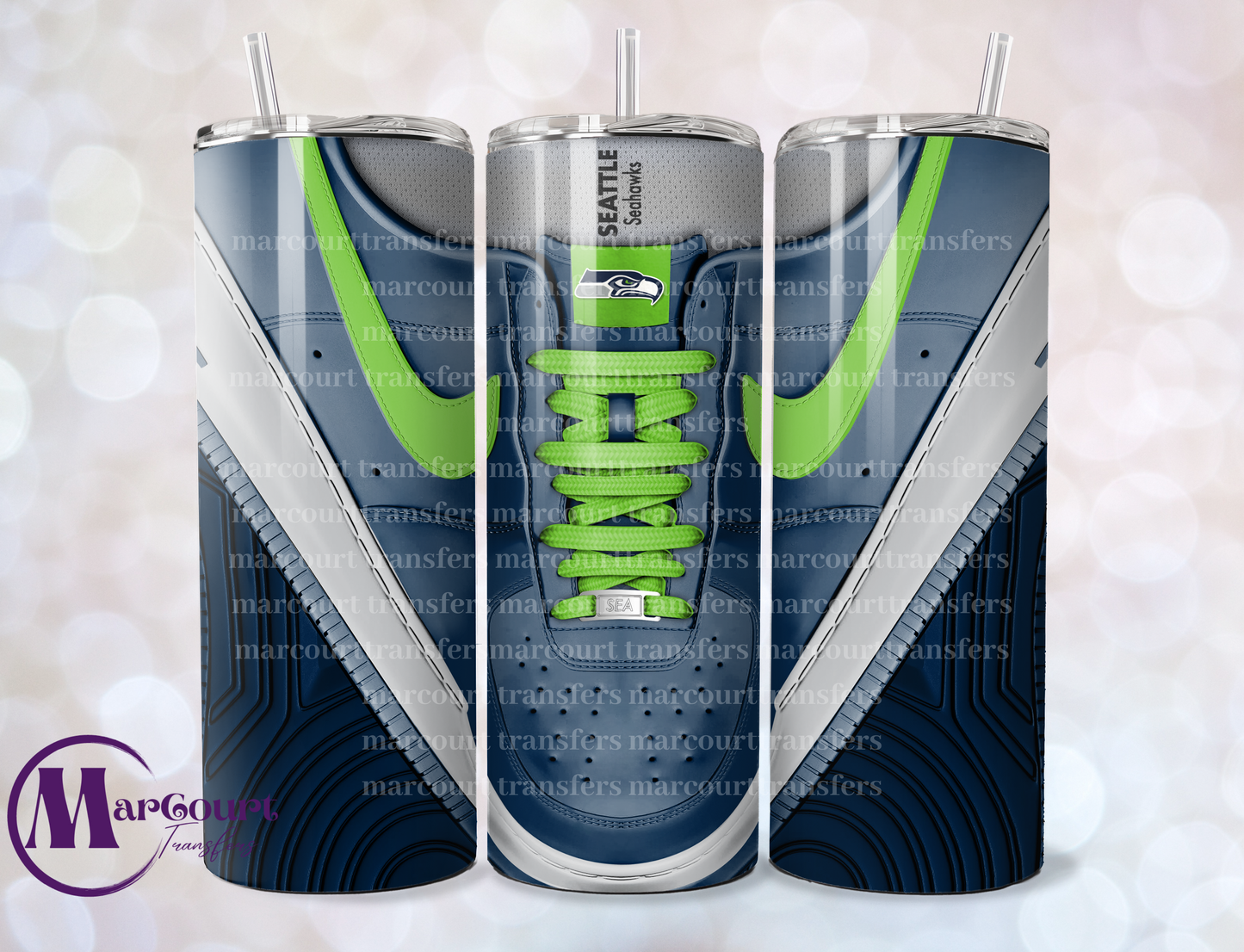 SEATTLE SEAHAWKS AIR FORCE 1-20-SKINNY SUBLIMATION TUMBLER TRANSFER