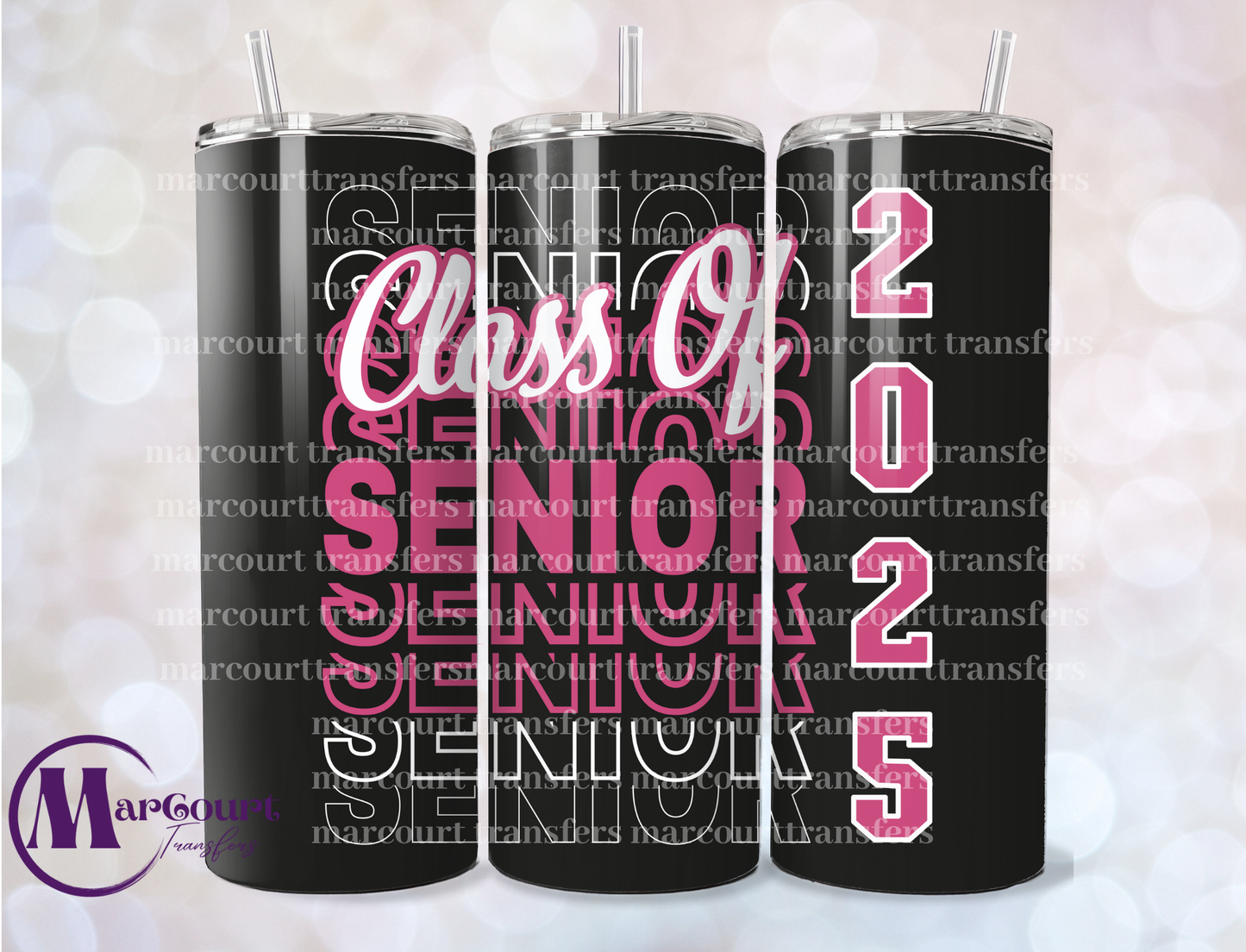 SENIOR 2025 BLACK AND PINK-20 OZ-UV DTF CUP WRAP