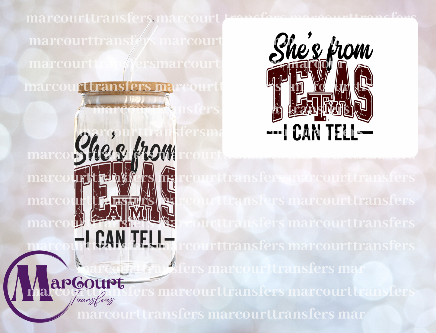 SHES FROM TEXAS A&M-UV DTF CUP WRAP