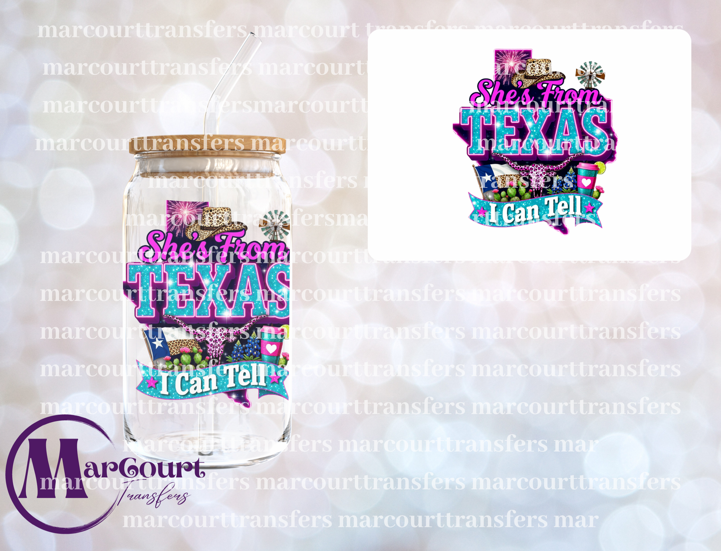 SHES FROM TEXAS I CAN TELL LEOPARD-UV DTF CUP WRAP