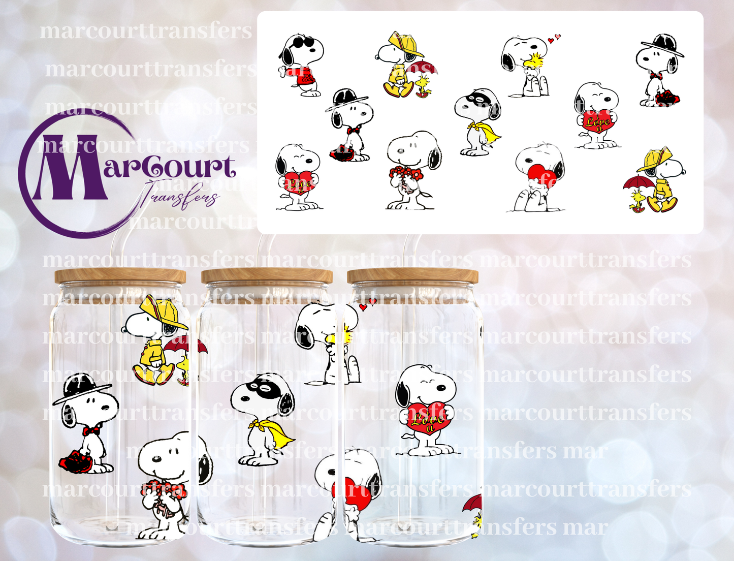 SNOOPY 3- 16 0Z-UV DTF CUP WRAP