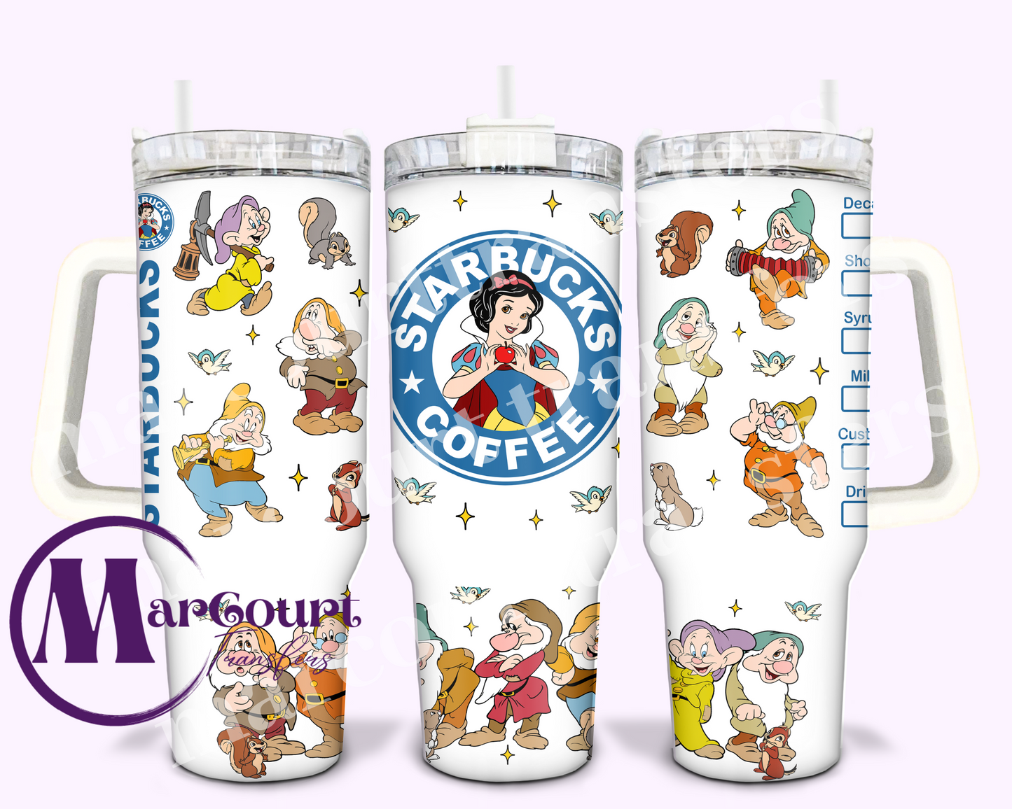 SNOW WHITE-40 0Z-UV DTF CUP WRAP