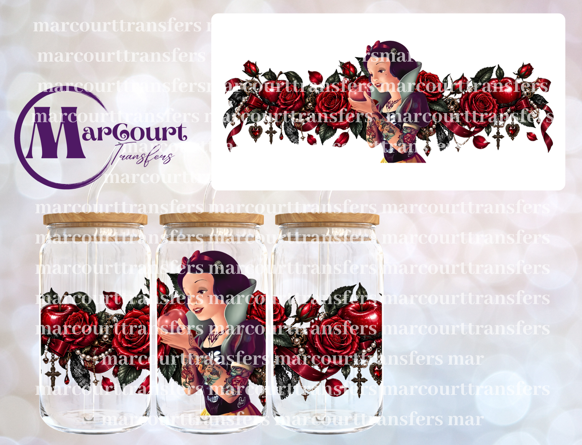 SNOW WHITE PRINCESS TATTOOS-16 0Z-UV DTF CUP WRAP