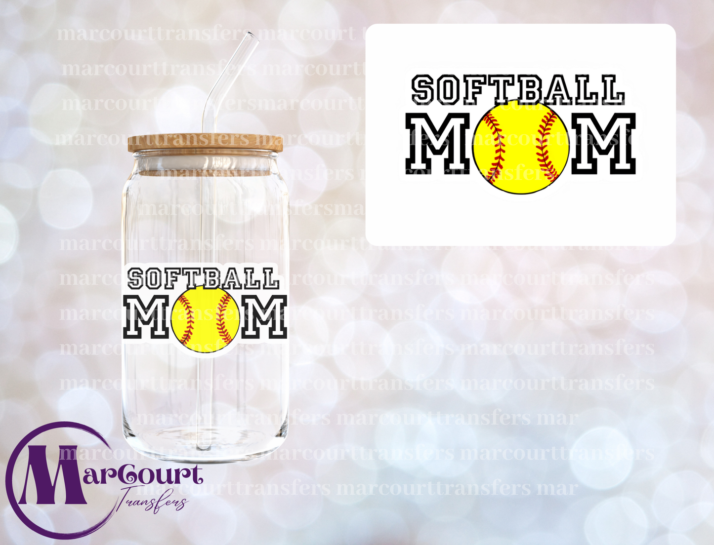 SOFTBALL MOM 2-DECAL-UV DTF CUP WRAP
