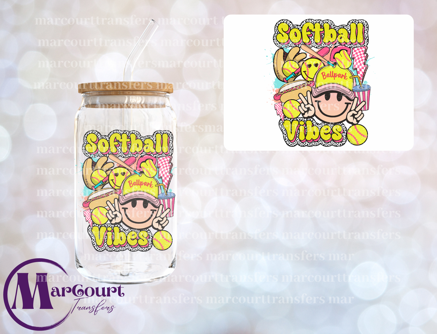 SOFTBALL VIBES-DECAL-UV DTF CUP WRAP