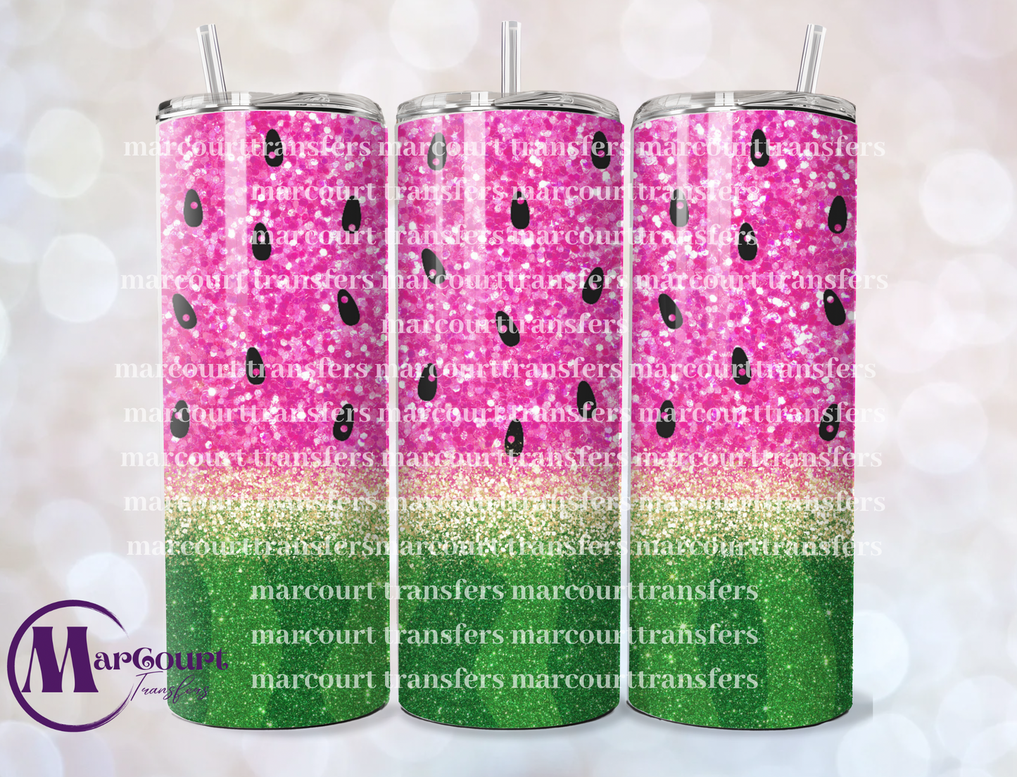 SPARKLY WATERMELON-SKINNY TUMBLER TRANSFER