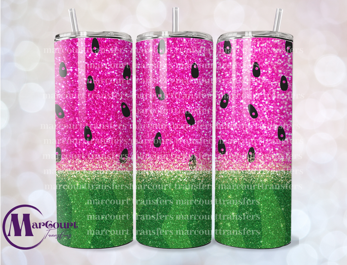 SPARKLY WATERMELON-SKINNY TUMBLER TRANSFER