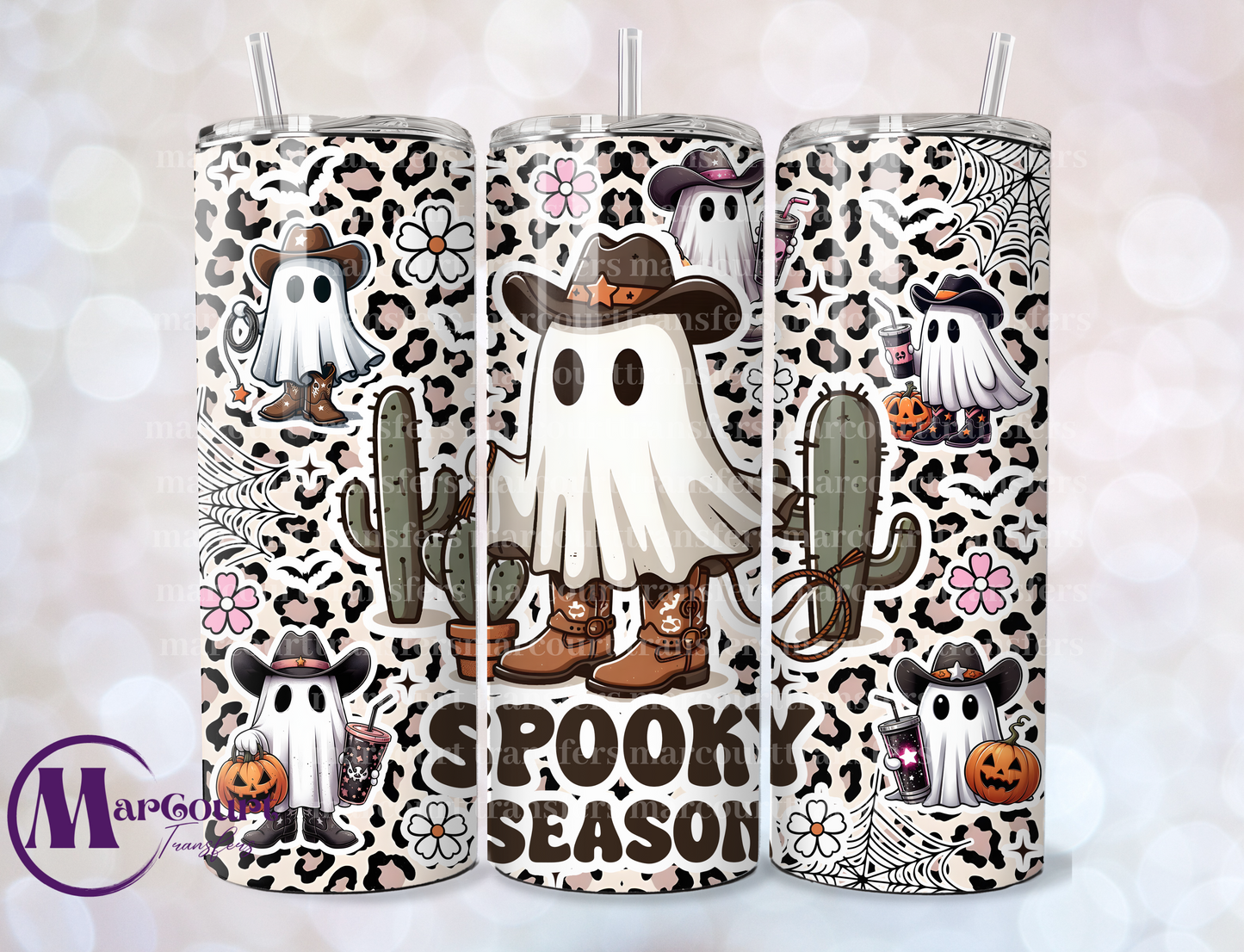 SPOOKY SEASON COWBOY GHOST-SKINNY TUMBLER TRANSFER (SUBLIMATION)