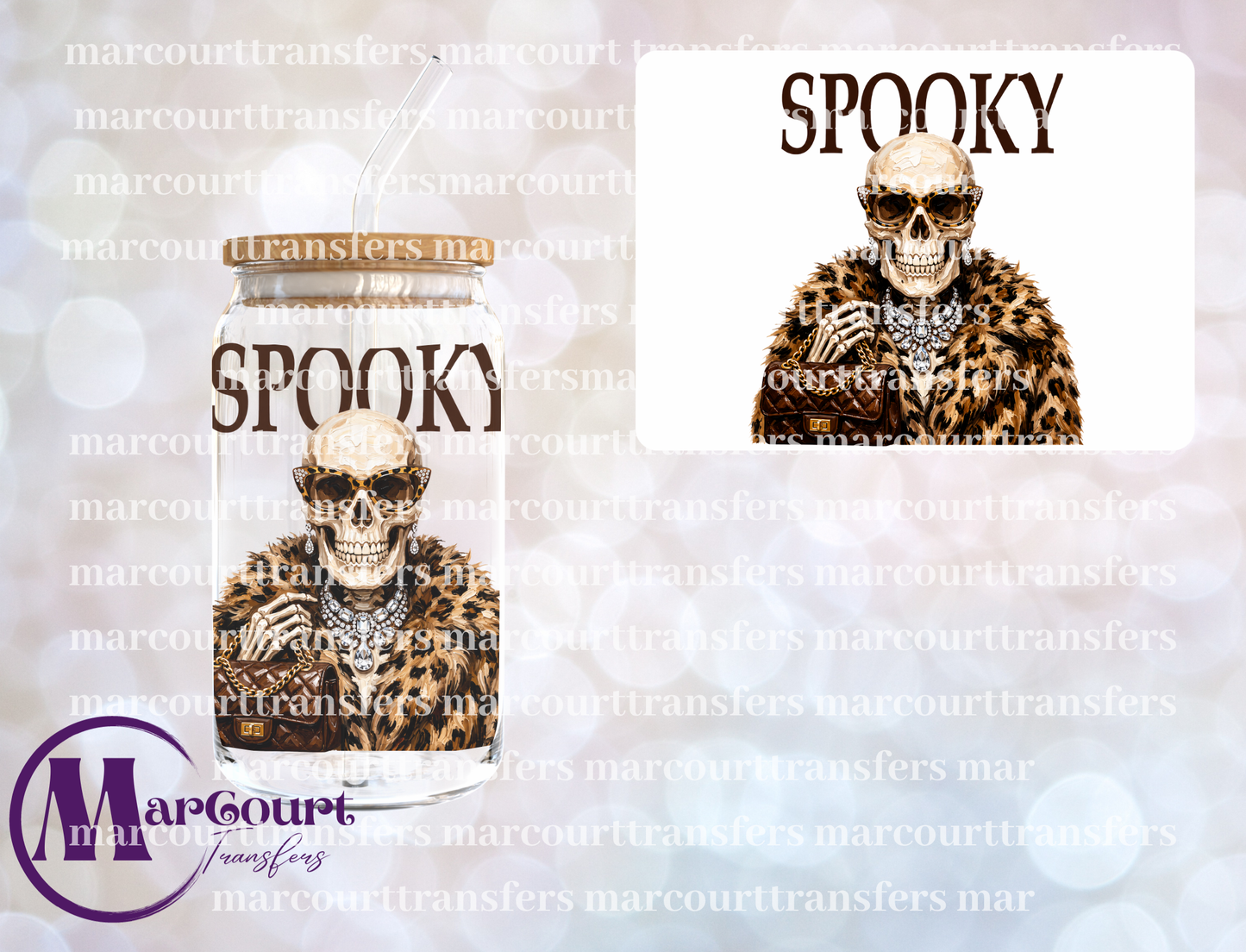 SPOOKY SKELETON WITH FUR-UV DTF CUP WRAP