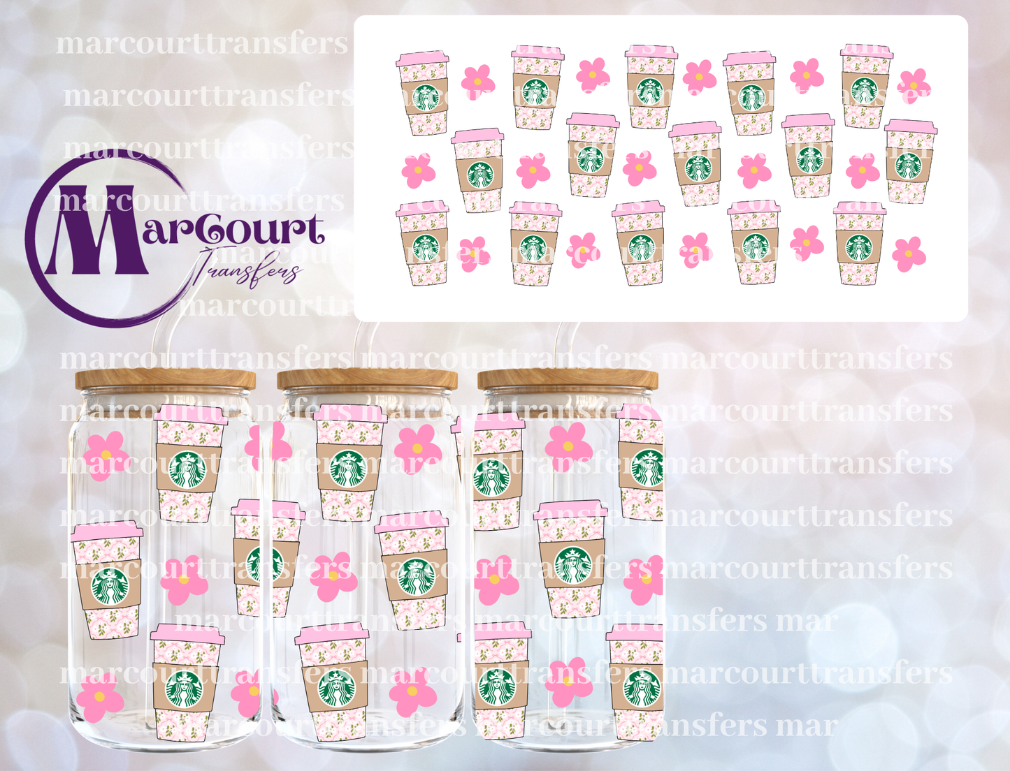 SPRING COFFEE DRINKS-16 0Z-UV DTF CUP WRAP