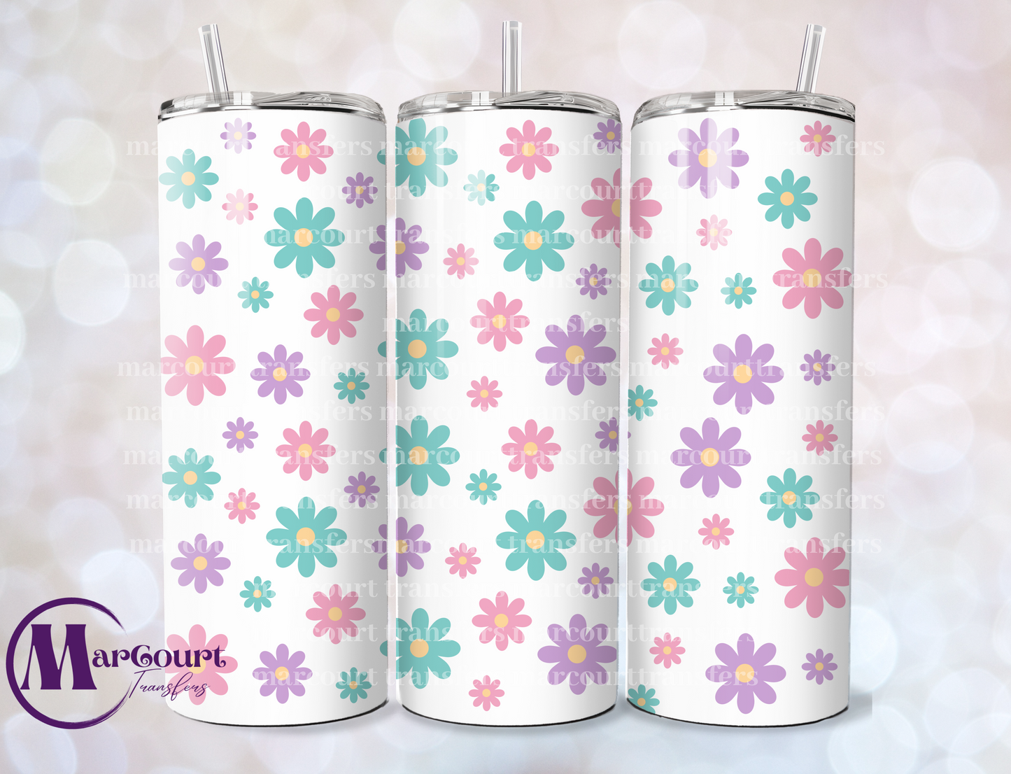 SPRING DAISIES-SKINNY TUMBLER TRANSFER (SUBLIMATION)