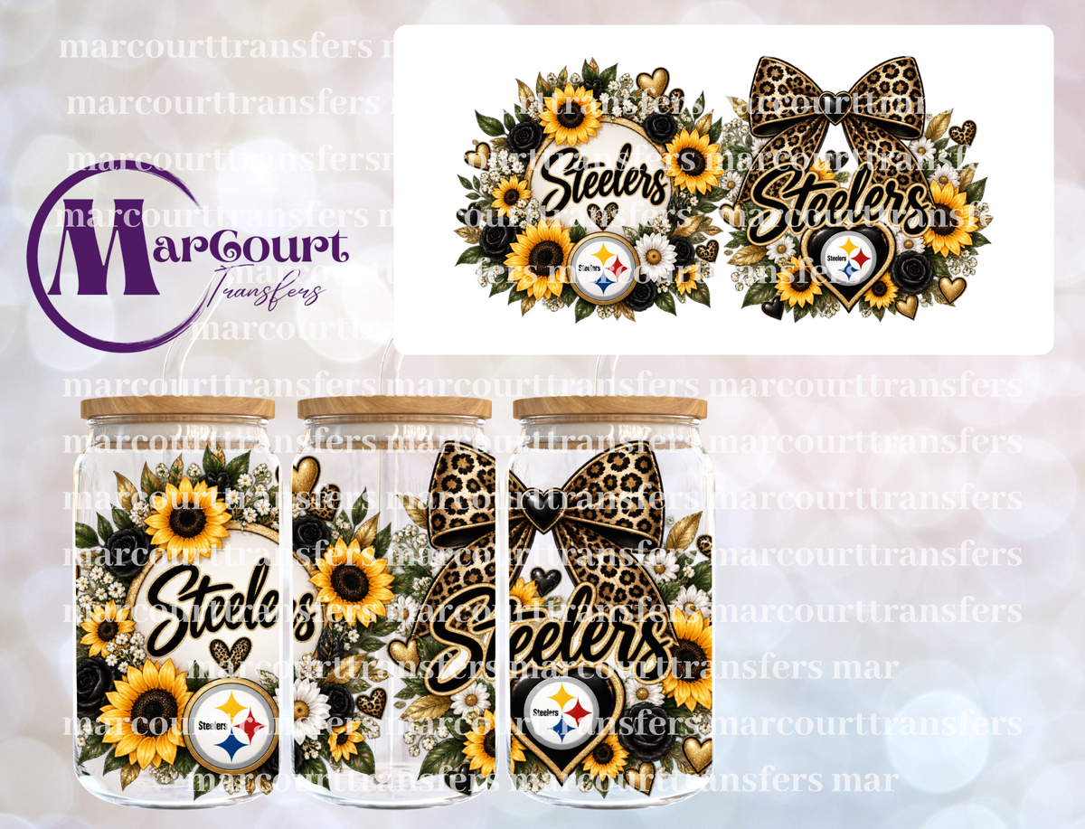STEELERS SUNFLOWERS-16 0Z-UV DTF CUP WRAP