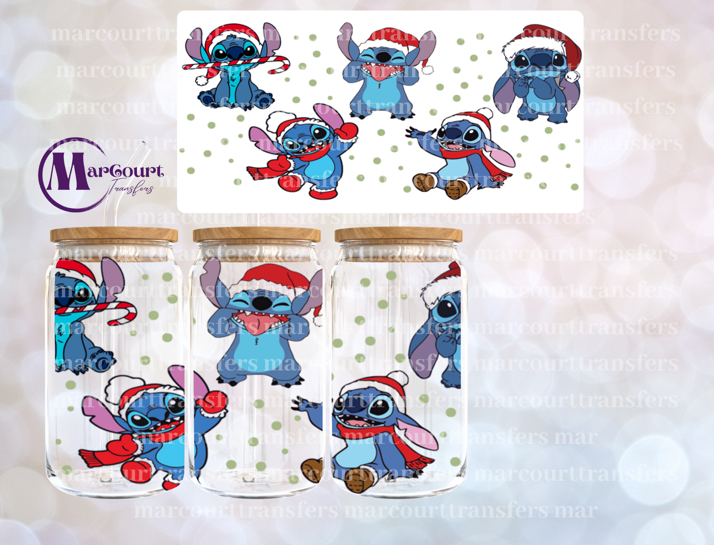 STITCH CHRISTMAS-24 0Z VENTI COLD CUP -UV DTF CUP WRAP