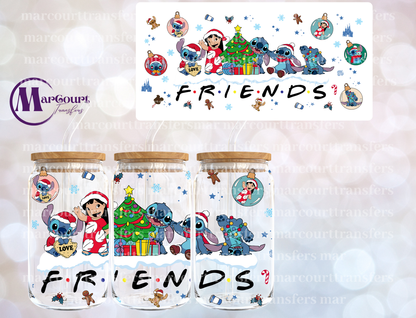 STITCH CHRISTMAS FRIENDS-16 0Z-UV DTF CUP WRAP