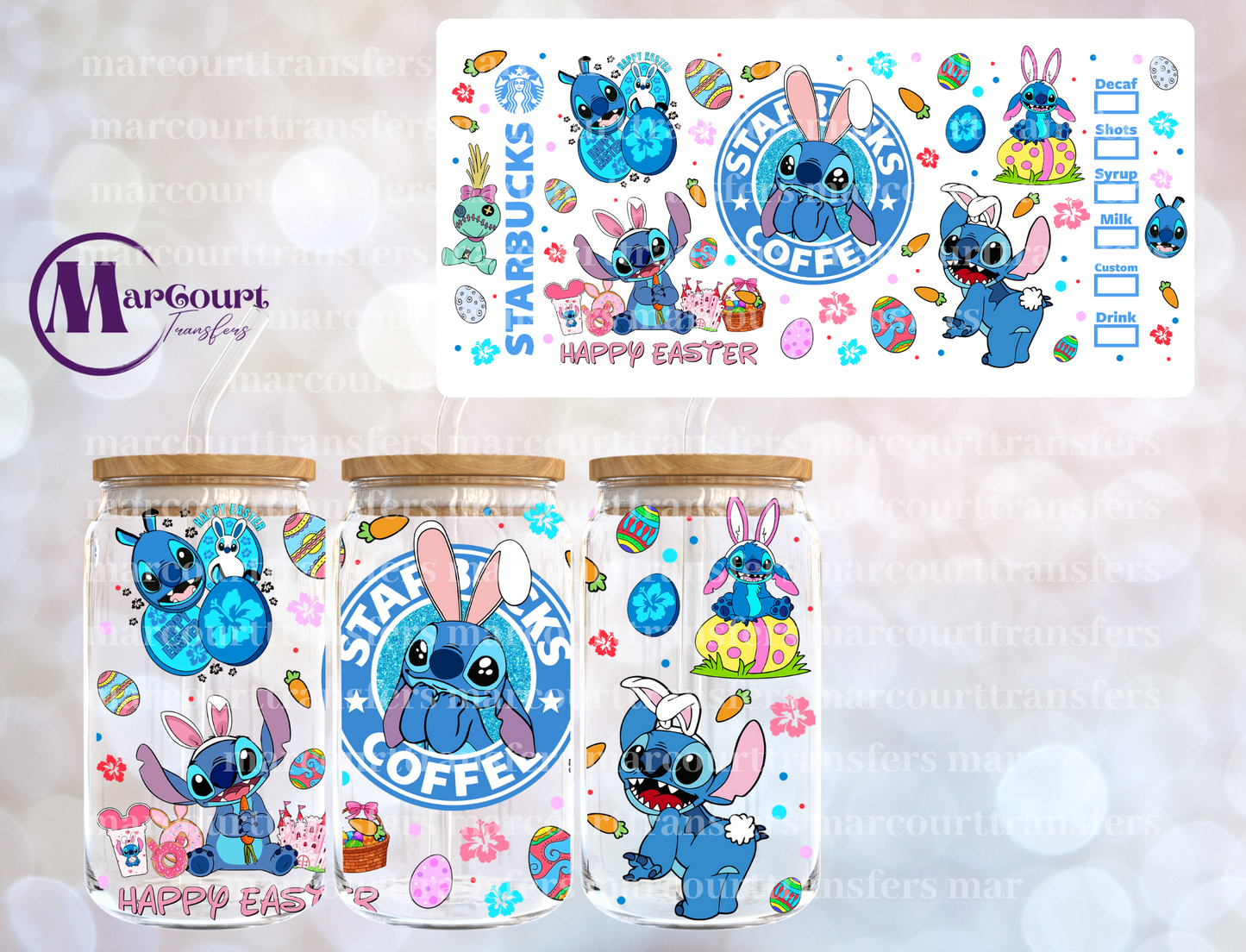 STITCH EASTER STARBUCKS-16 0Z-UV DTF CUP WRAP