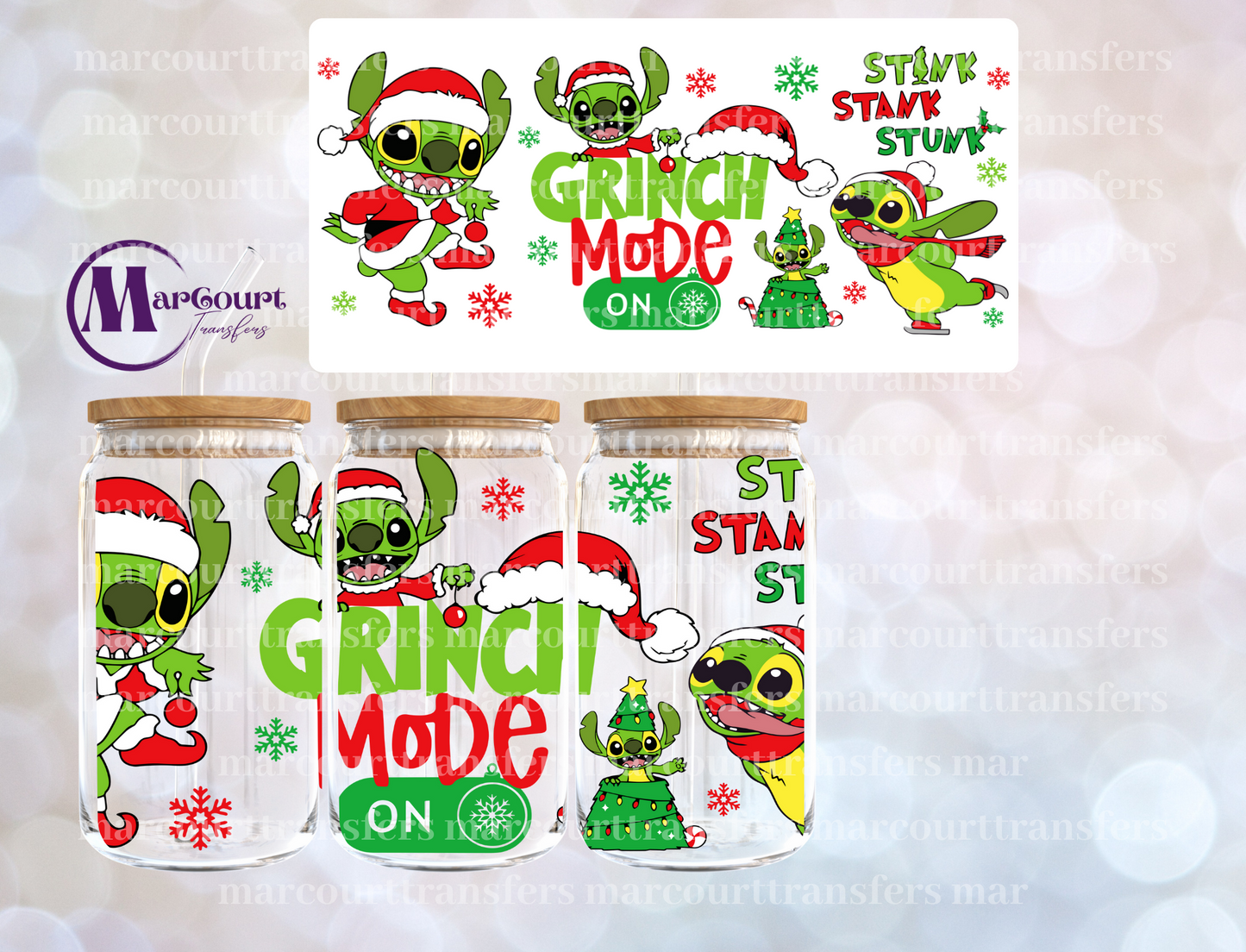 STITCH GRINCH MODE ON 16 0Z-UV DTF CUP WRAP