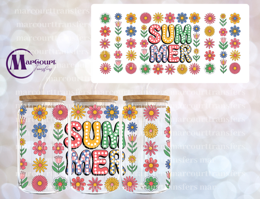 SUMMER FLORAL RETRO-16 0Z-UV DTF CUP WRAP