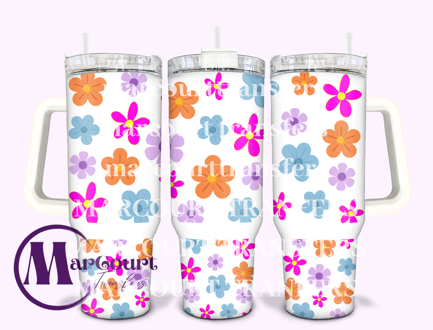 SUMMER FLORAL-40 0Z-SUBLIMATION TUMBLER TRANSFER