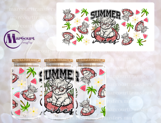 SUMMER HIGHLAND COW-16 0Z-UV DTF CUP WRAP