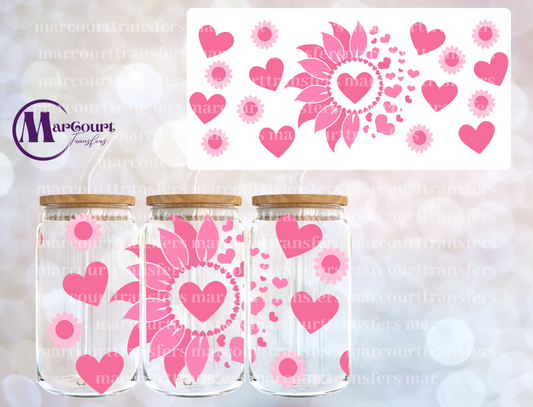 SUNFLOWER HEARTS-16 0Z-UV DTF CUP WRAP