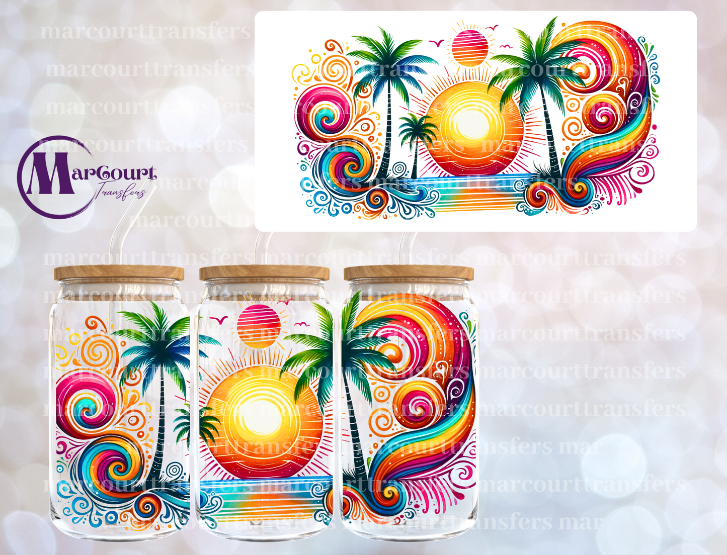 SUNSET-16 0Z-UV DTF CUP WRAP