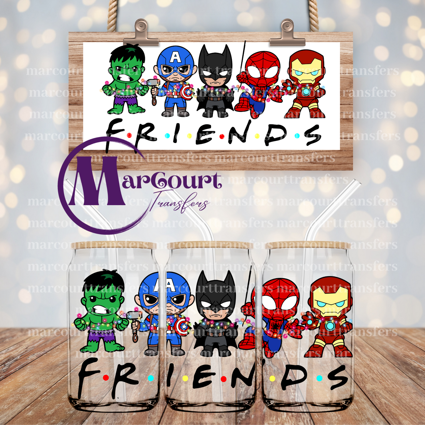 SUPER HERO CHRISTMAS FRIENDS-16 0Z-UV DTF CUP WRAP
