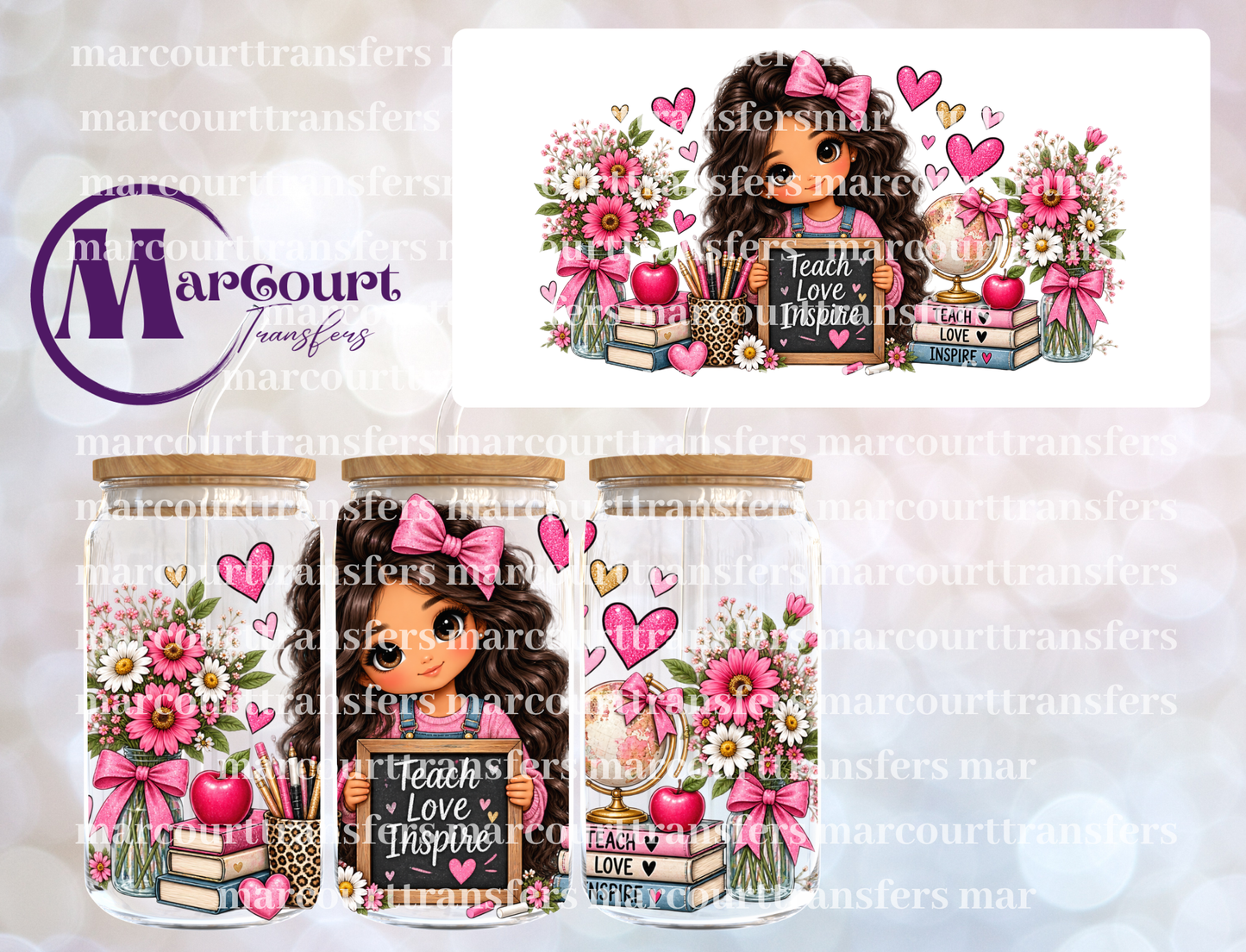 TEACH LOVE INSPIRE CHALKBOARD-16 0Z-UV DTF CUP WRAP