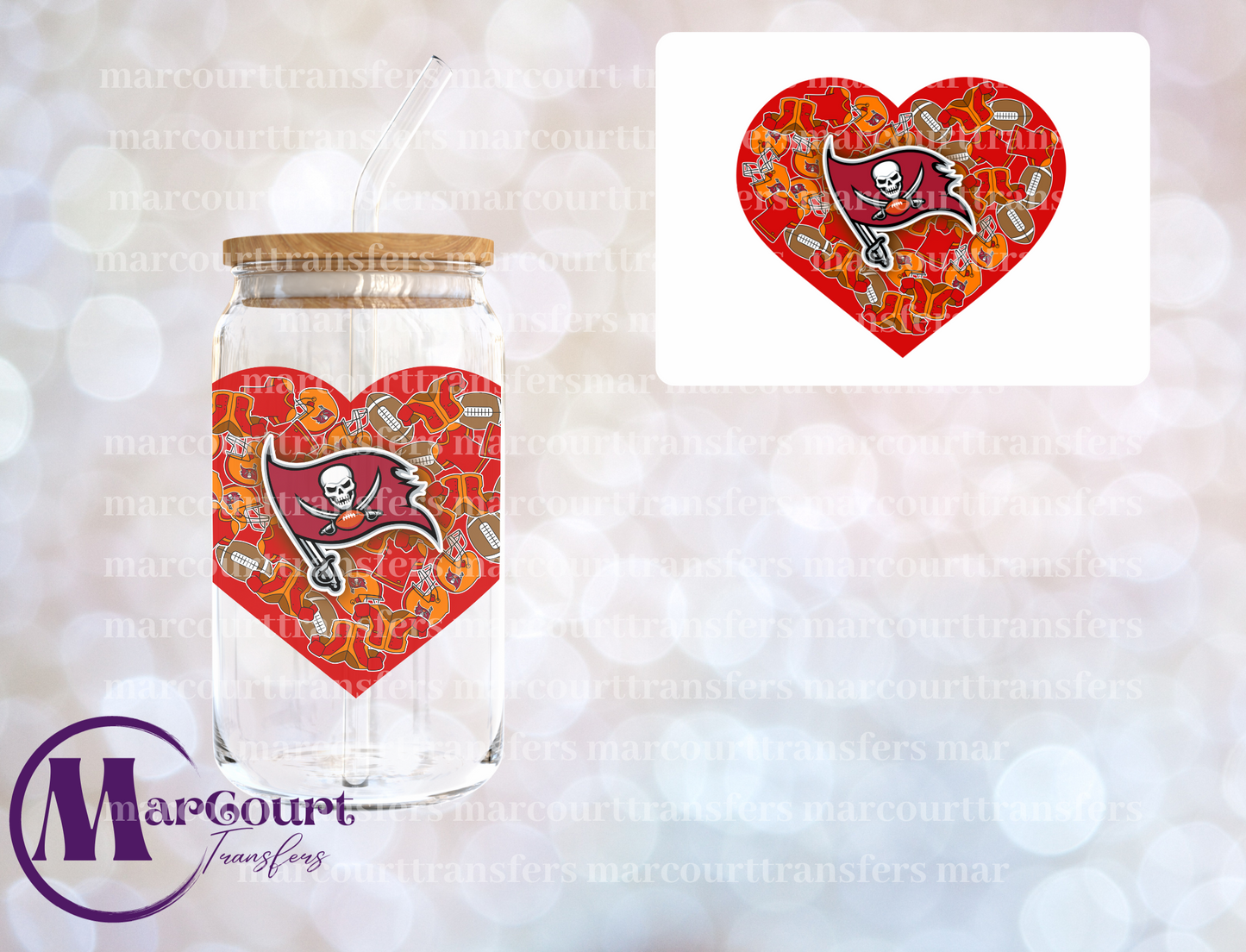 TAMPA BAY BUCCANEERS HEART DECAL-UV DTF CUP WRAP
