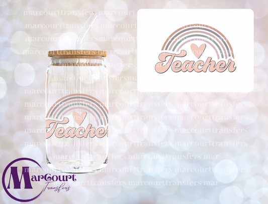 TEACHER RETRO RAINBOW-DECAL-UV DTF CUP WRAP