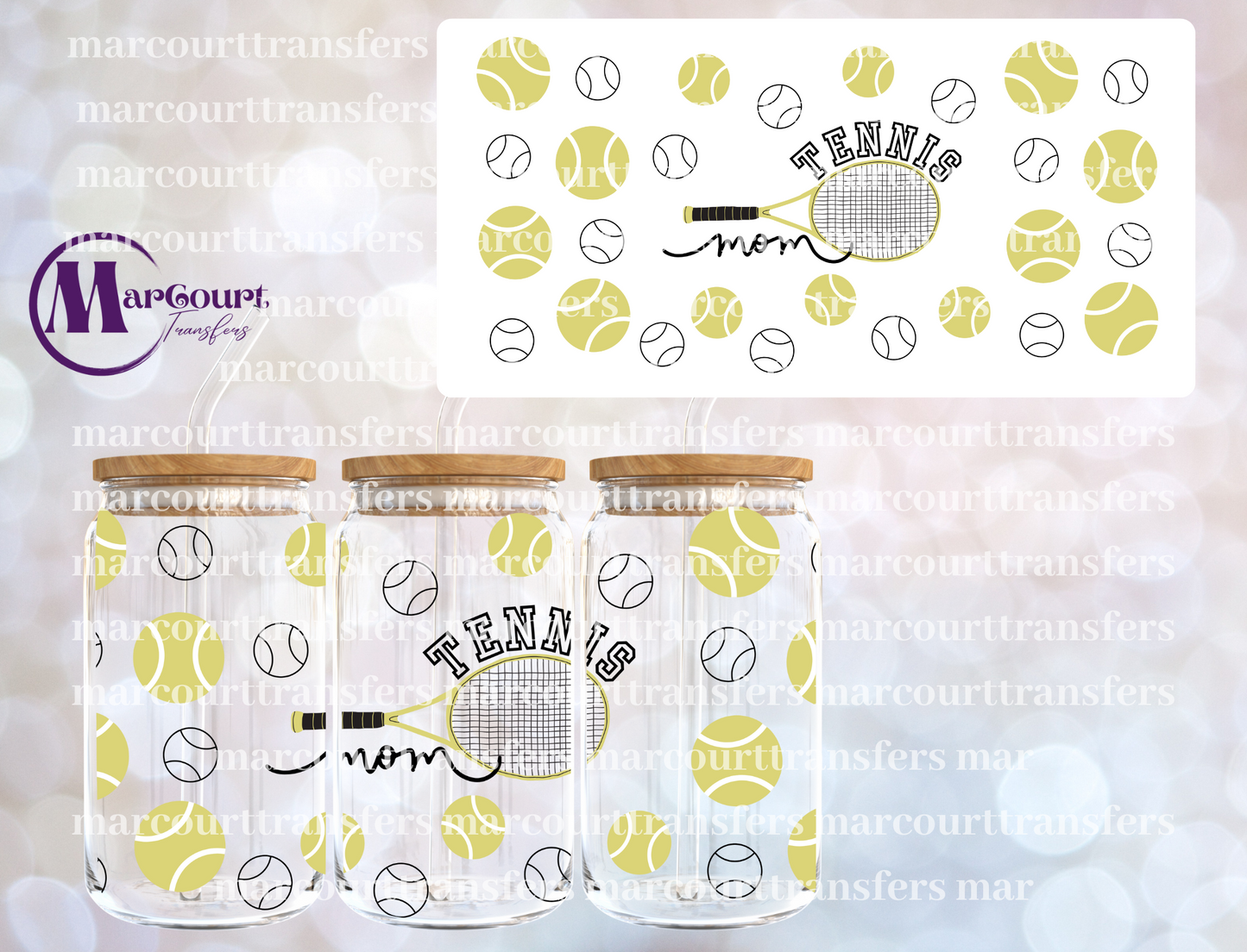 TENNIS MOM-16 0Z-UV DTF CUP WRAP