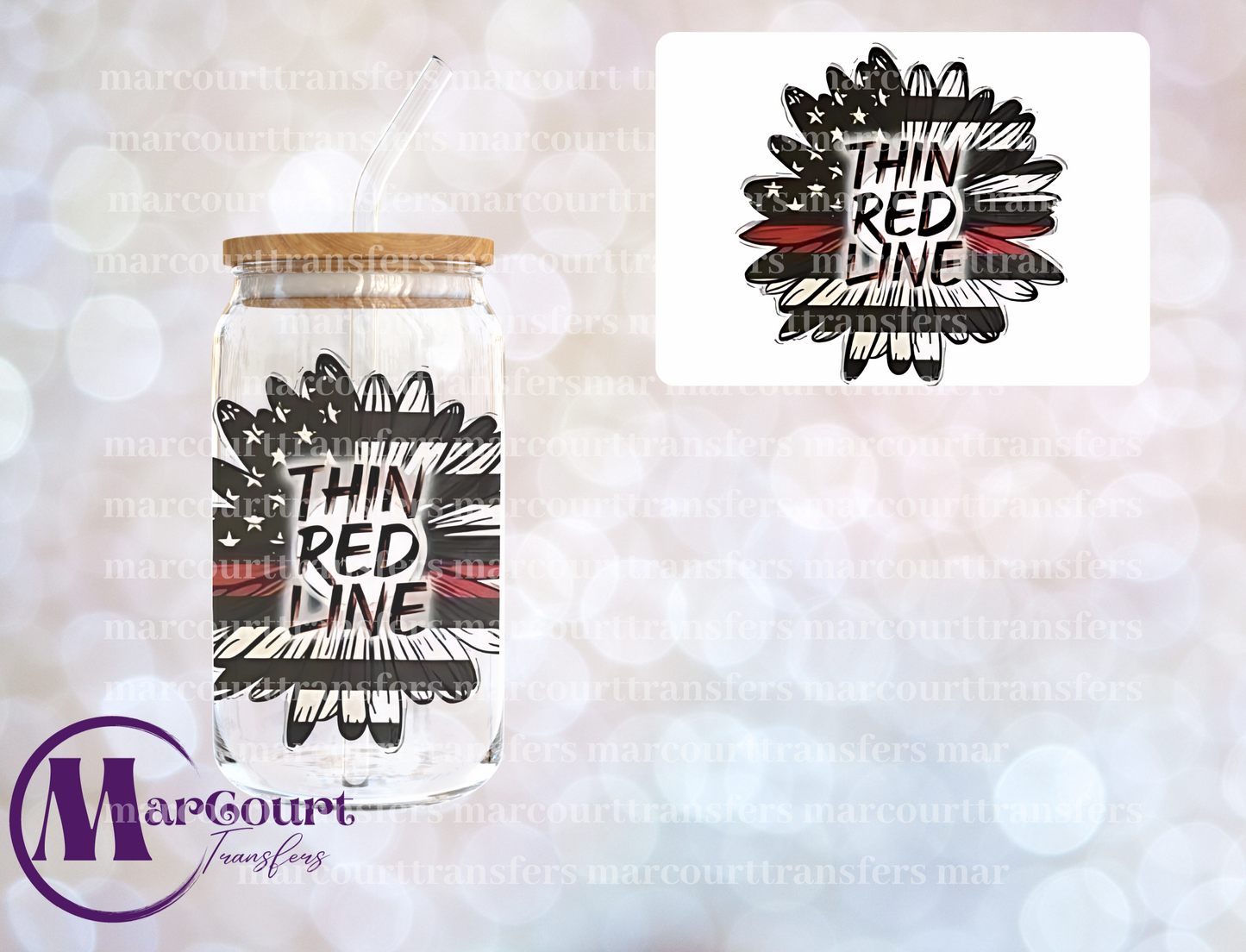 THIN RED LINE FLOWER-DECAL-UV DTF CUP WRAP