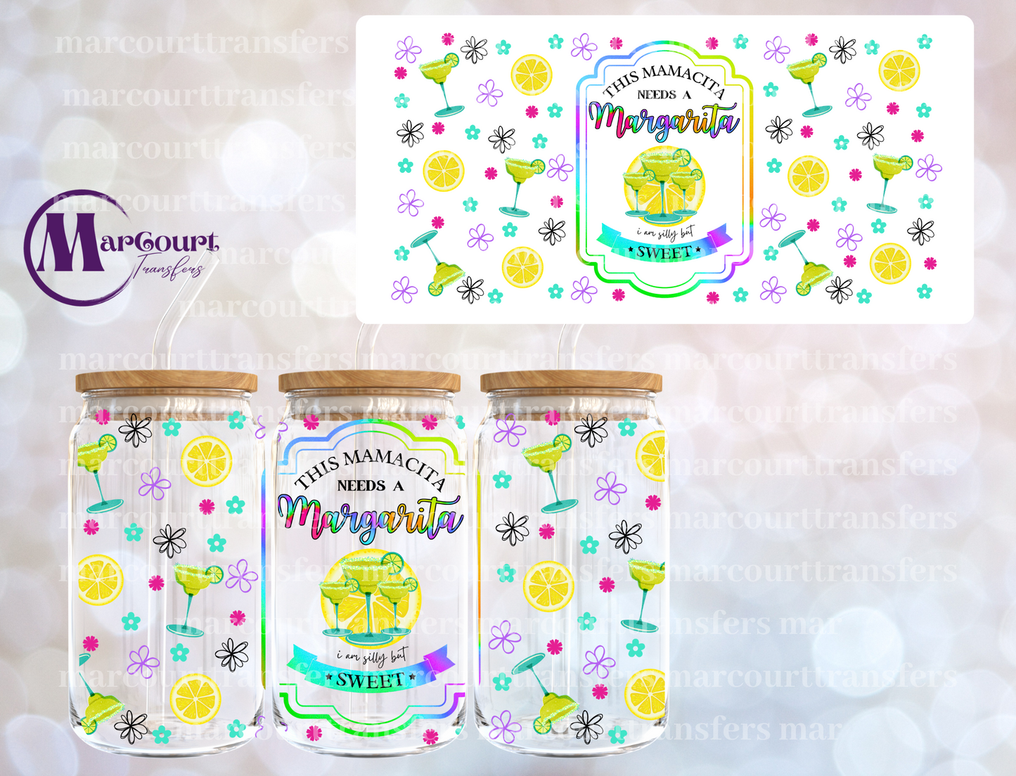 THIS MAMACITA NEEDS A MARGARITA-16 0Z-UV DTF CUP WRAP