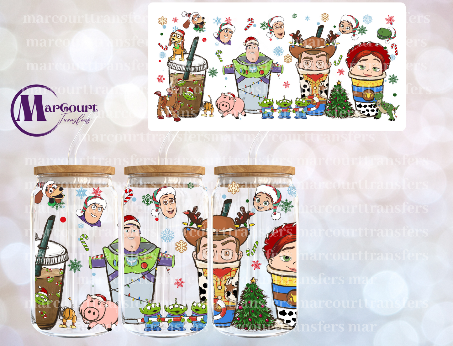 TOY STORY CHRISTMAS DRINKS-16 0Z-UV DTF CUP WRAP