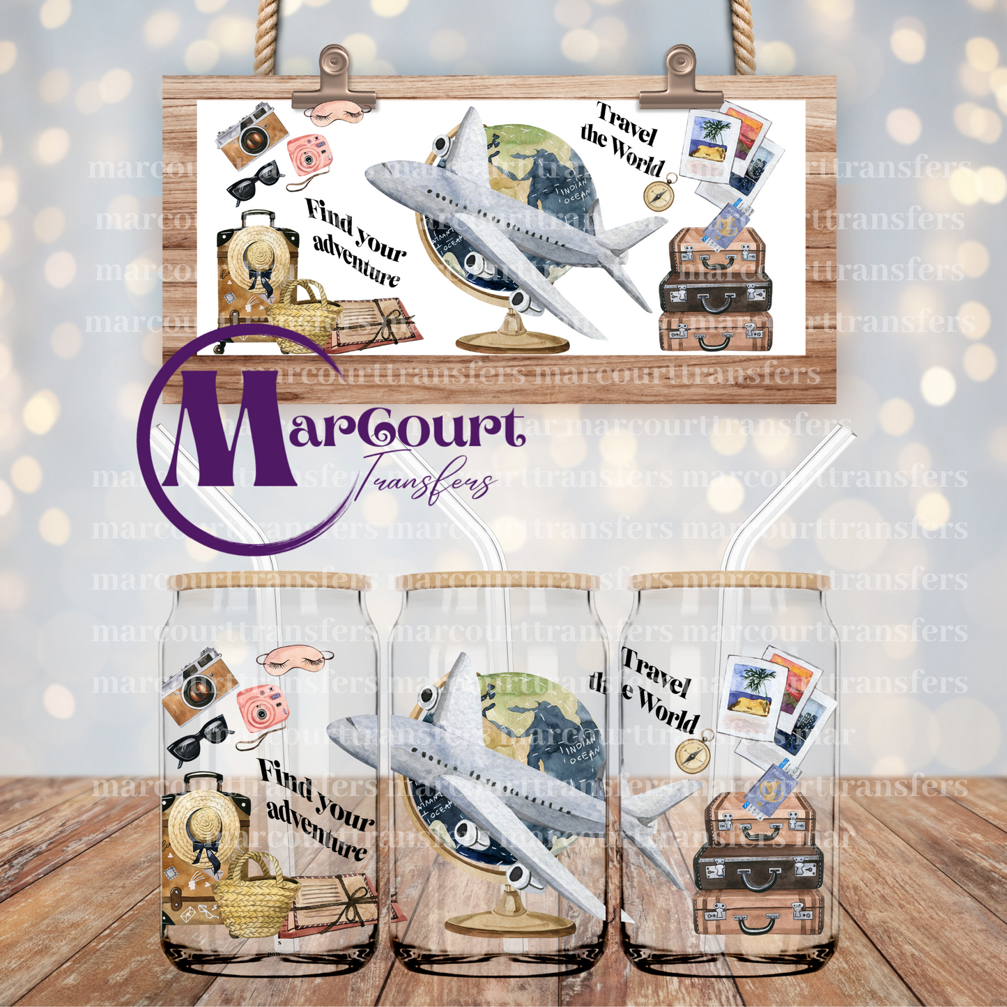 TRAVEL THE WORLD-16 0Z-UV DTF CUP WRAP